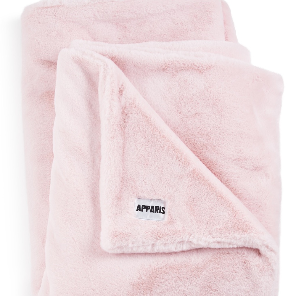 Apparis Pink Faux Fur Throw Blanket